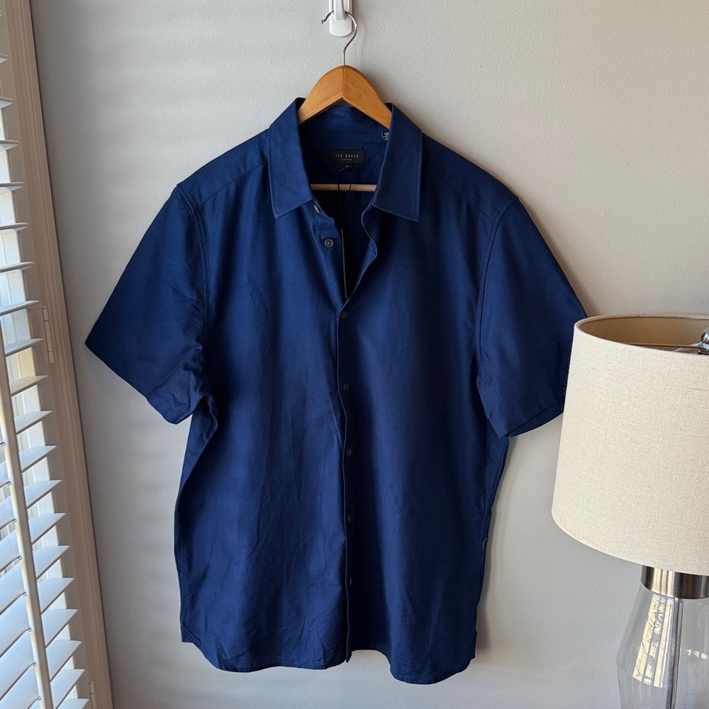 SALE TODAY! Ted Baker London Men’s Oxford Blue Short Sleeve Button Down‎ NWT
